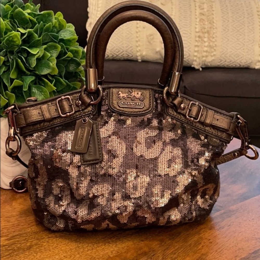 COACH Leopard Sequin Satchel  PRISTINE Condition